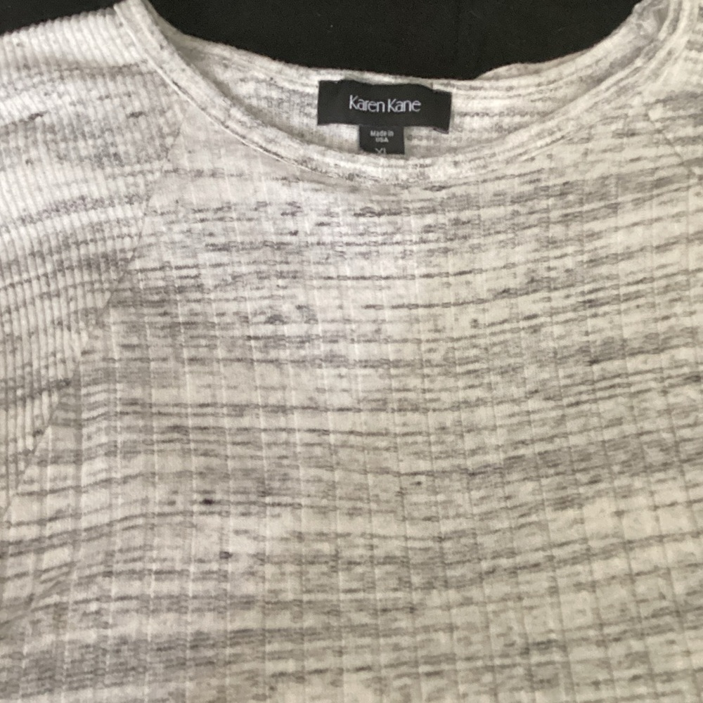 Karen Kane Heathered Gray‎ Ribbed Top XL a textured long sleeve